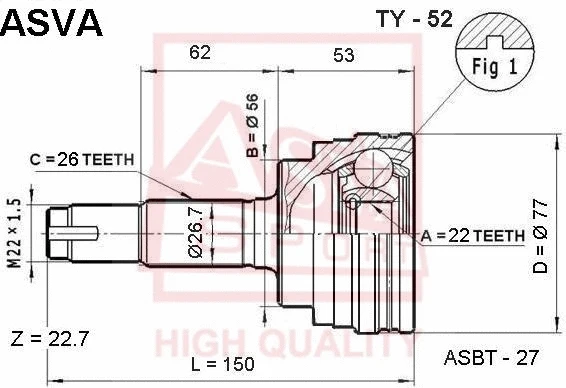 Joint Kit, drive shaft (TY-52)