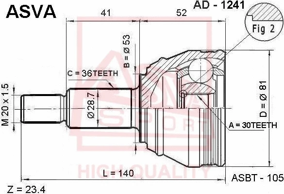 Joint Kit, drive shaft (AD-1241)