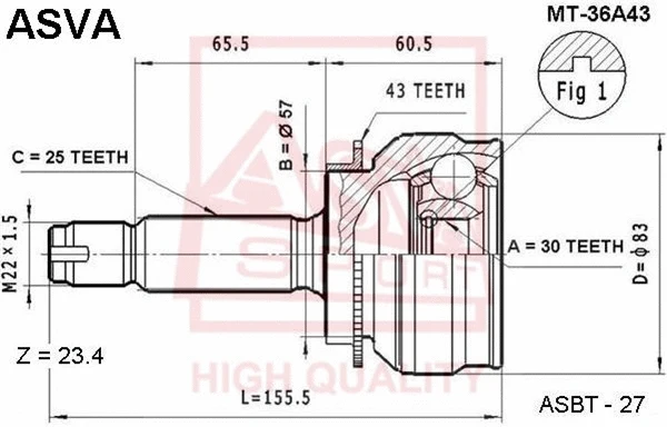 Joint Kit, drive shaft (MT-36A43)