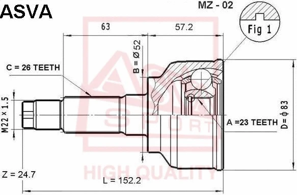 Joint Kit, drive shaft (MZ-02)