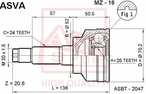 Joint Kit, drive shaft (MZ-16)