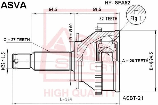 Joint Kit, drive shaft (HY-SFA52)