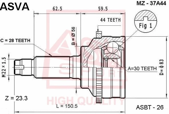 Joint Kit, drive shaft (MZ-37A44)