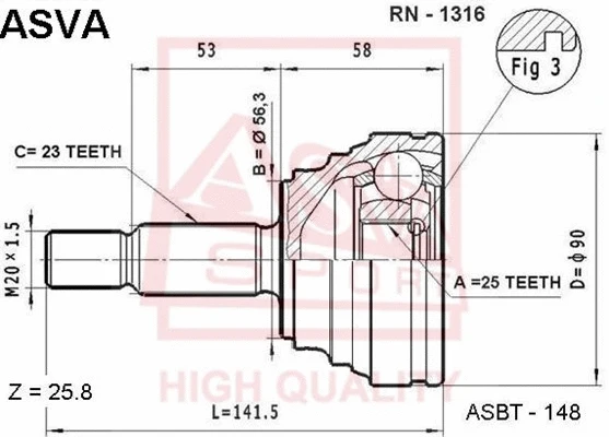 Joint Kit, drive shaft (RN-1316)