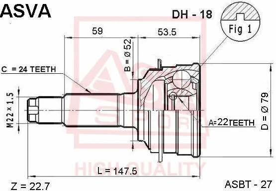 Joint Kit, drive shaft (DH-18)