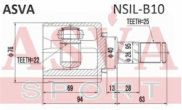 Joint Kit, drive shaft (NSIL-B10)