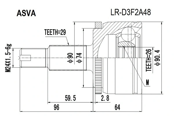 Joint Kit, drive shaft (LR-D3F2A48)
