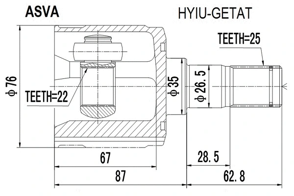 Joint Kit, drive shaft (HYIU-GETAT)