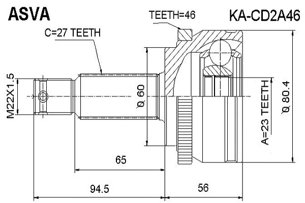 Joint Kit, drive shaft (KA-CD2A46)