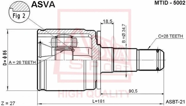 Joint Kit, drive shaft (MTID-5002)