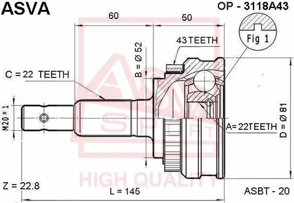 Joint Kit, drive shaft (OP-3118A43)