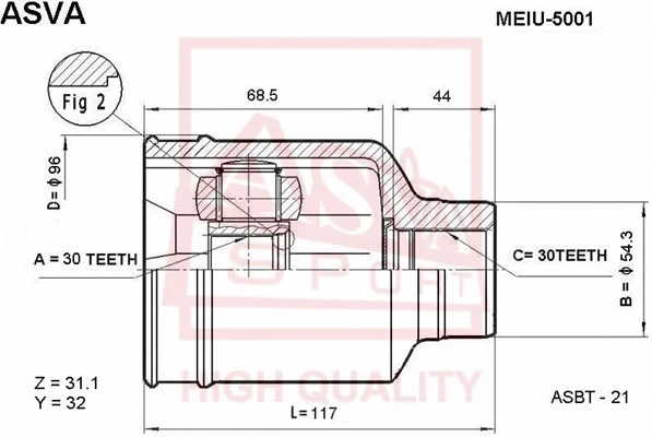 Joint Kit, drive shaft (MEIU-5001)