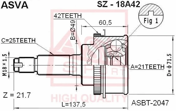 Joint Kit, drive shaft (SZ-18A42)
