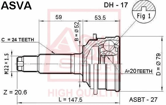 Joint Kit, drive shaft (DH-17)