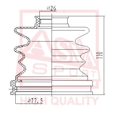 Bellow, drive shaft (ASBT-12)