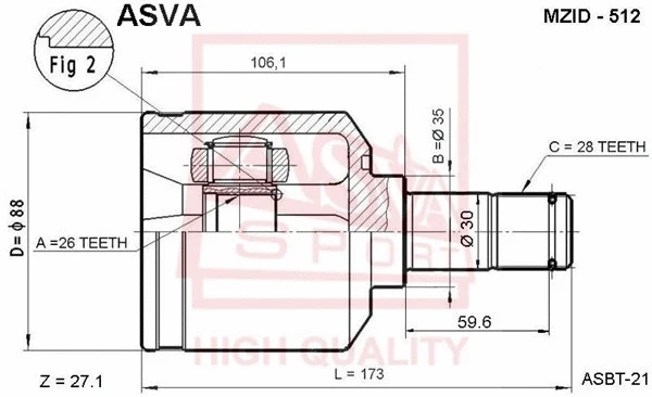 Joint Kit, drive shaft (MZID-512)