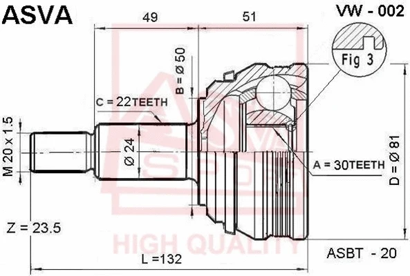Joint Kit, drive shaft (VW-002)