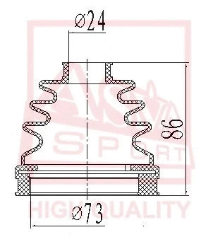 Bellow, drive shaft (ASBT-INZT25)