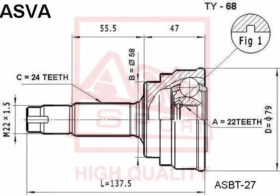 Joint Kit, drive shaft (TY-68)