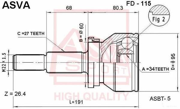Joint Kit, drive shaft (FD-115)