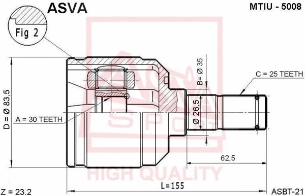 Joint Kit, drive shaft (MTIU-5008)