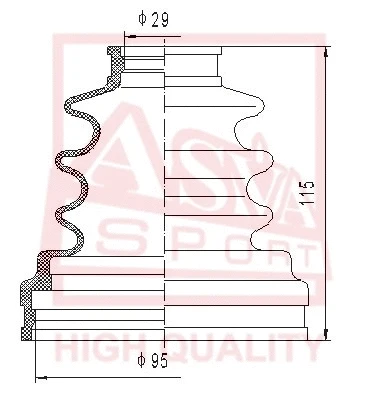 Bellow, drive shaft (ASBT-64)