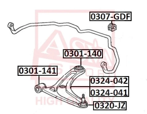 Mounting, control/trailing arm (0301-140)