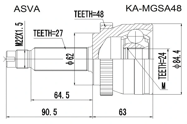 Joint Kit, drive shaft (KA-MGSA48)