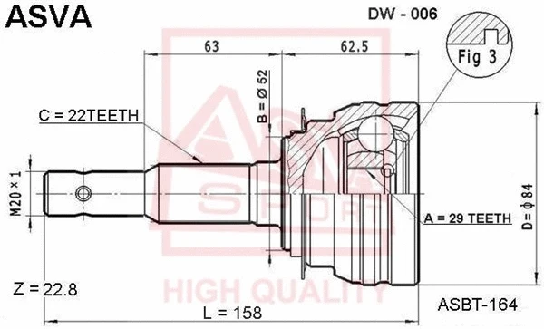 Joint Kit, drive shaft (DW-006)