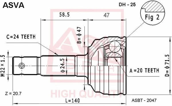 Joint Kit, drive shaft (DH-25)