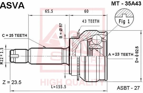 Joint Kit, drive shaft (MT-35A43)