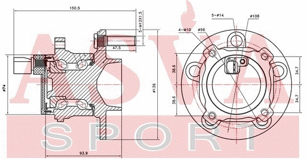 Wheel Hub (VOWH-S40R)