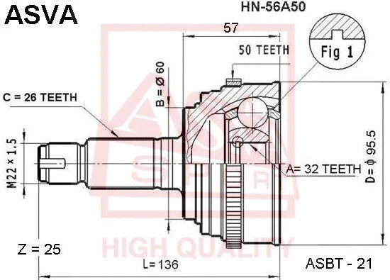 Joint Kit, drive shaft (HN-56A50)