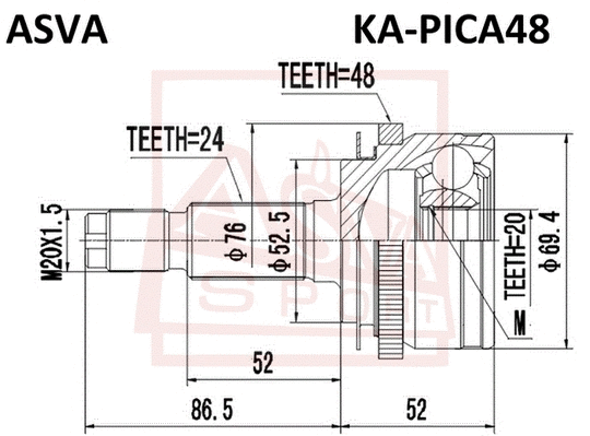 Joint Kit, drive shaft (KA-PICA48)