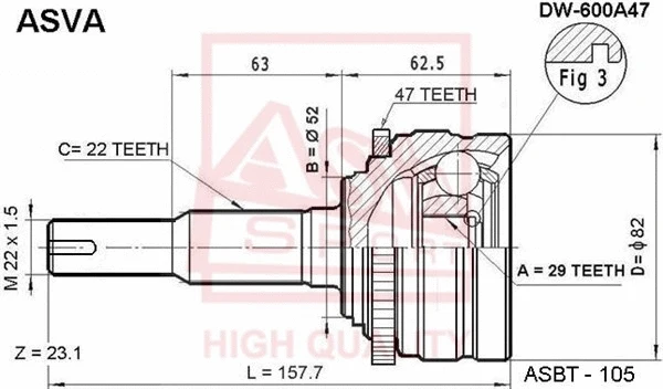 Joint Kit, drive shaft (DW-600A47)