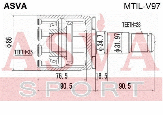 Joint Kit, drive shaft (MTIL-V97)