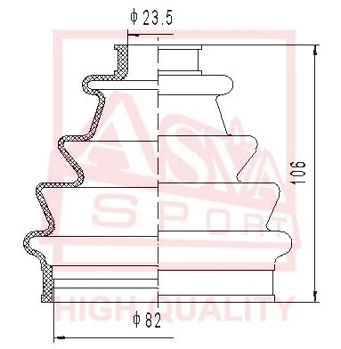 Bellow, drive shaft (ASBT-70)