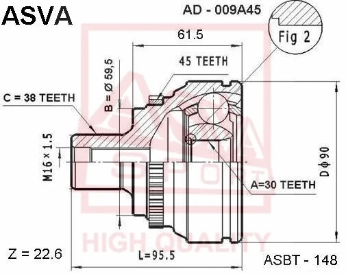 Joint Kit, drive shaft (AD-009A45)