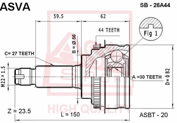 Joint Kit, drive shaft (SB-26A44)
