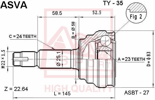 Joint Kit, drive shaft (TY-35)