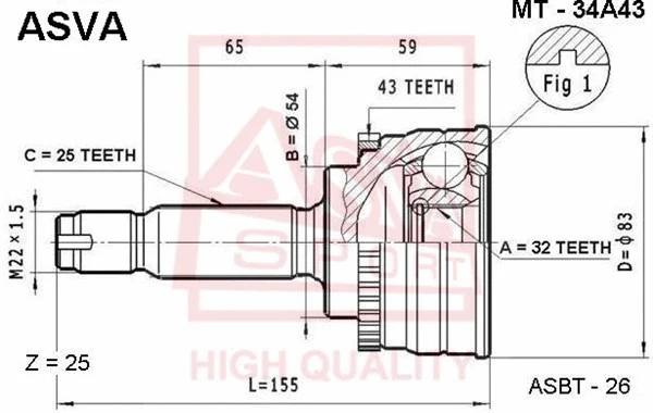 Joint Kit, drive shaft (MT-34A43)