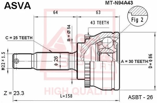 Joint Kit, drive shaft (MT-N94A43)