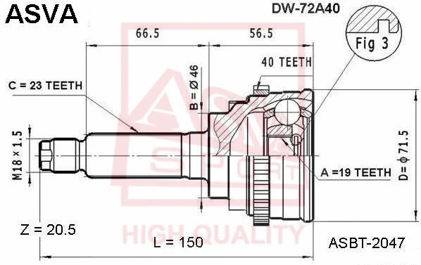Joint Kit, drive shaft (DW-72A40)