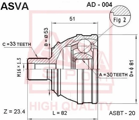Joint Kit, drive shaft (AD-004)