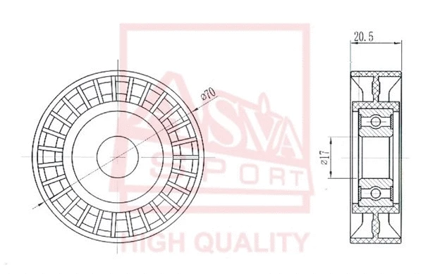 Tensioner Pulley, V-belt (FDBP-014)