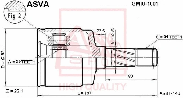 Joint Kit, drive shaft (GMIU-1001)