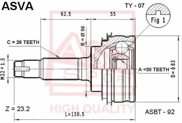 Joint Kit, drive shaft (TY-07)