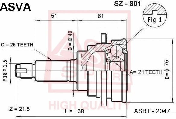 Joint Kit, drive shaft (SZ-801)