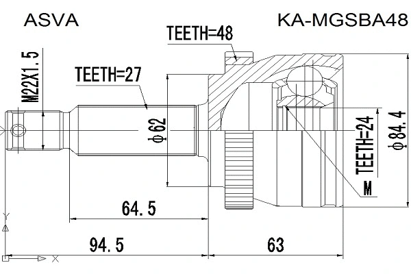 Joint Kit, drive shaft (KA-MGSBA48)