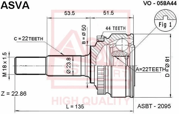 Joint Kit, drive shaft (VO-058A44)